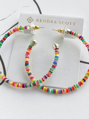 ✨Kendra Scott✨ Reece Gold Hoop Earrings Neon Mix